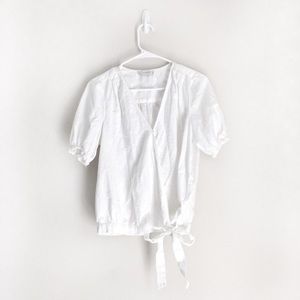 ⭐️5 for $25⭐️ Lucky Brand White Surplice Wrap Style Blouse with Side Tie
